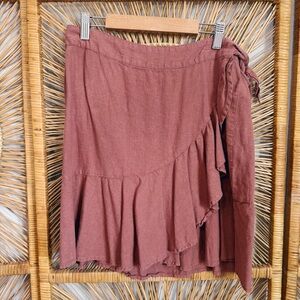 Free People Linen Rayon Wrap Skirt SZ 6